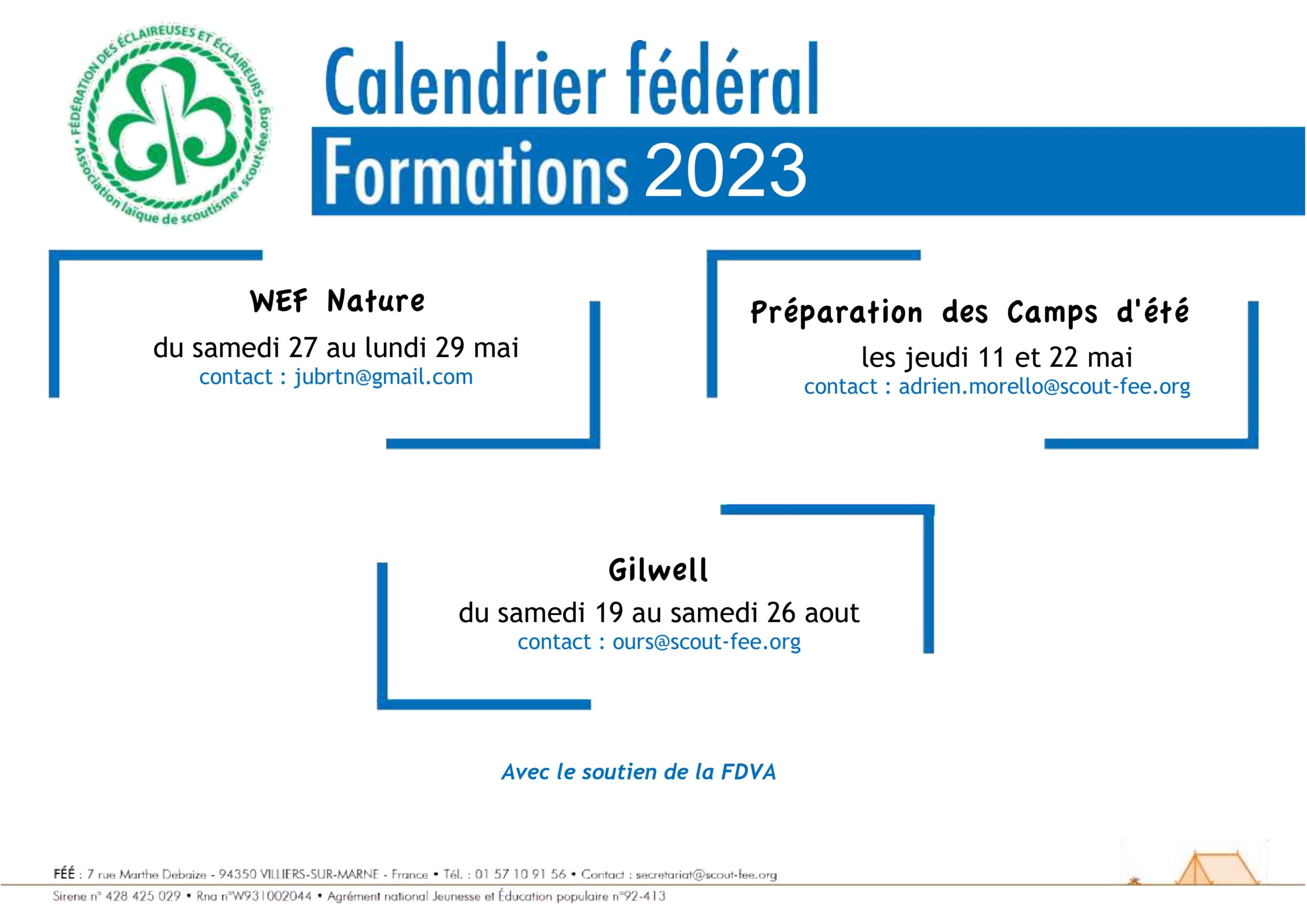 Calendrier des formations – Année 2022-2023